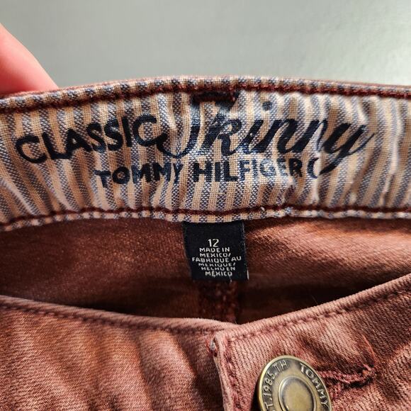 TOMMY HILFIGER Classic Skinny Red 5 Pocket Stretch Jeans Womens 12 Streetwear - Picture 4 of 9